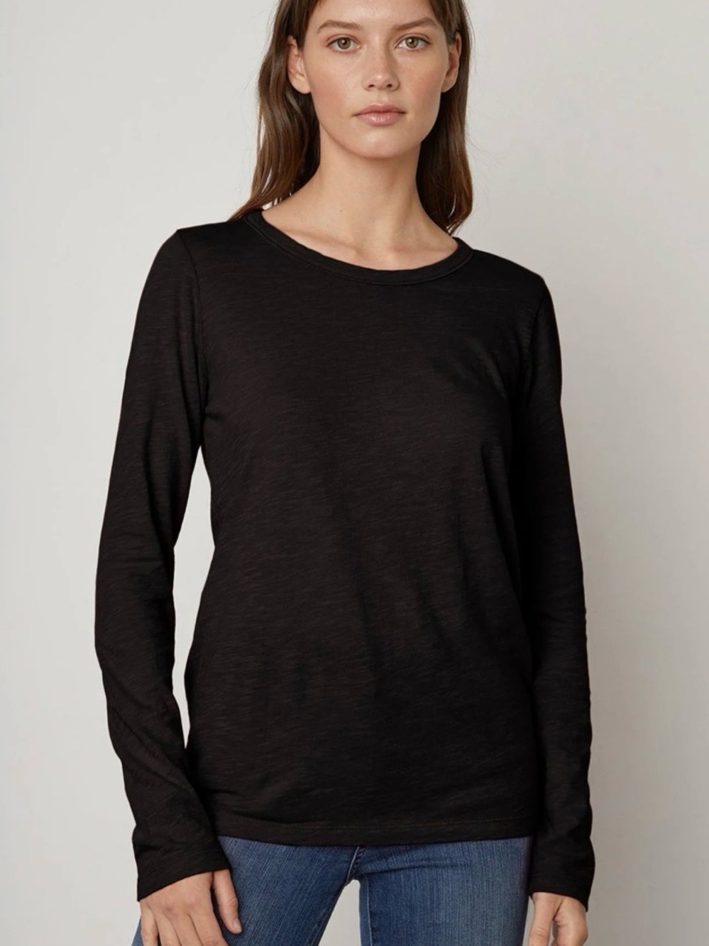 Velvet by Graham & Spencer Black Long Sleeve Slub Knit Tee XL